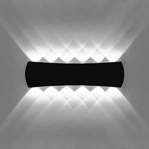 KAWELL 12W Moderno Apliques de Pared LED Luz de Pared Aluminio Bañadores de Pared LED Interior Exterior Impermeable IP65 para Dormitorio Baño Porche Pasillo Escaleras Sala de Estar, Negro 6000K  