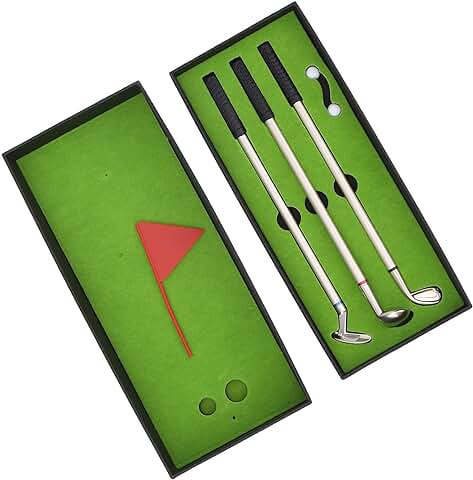 Keenso Juego de Bolígrafos de Golf, Regalo de Golf de Escritorio, Bolígrafo de Palo de Golf, Regalos de Golf Novedosos, Regalo de Recuerdo de Golf con Mini Bolígrafo, Caja de Regalo para Golfistas  