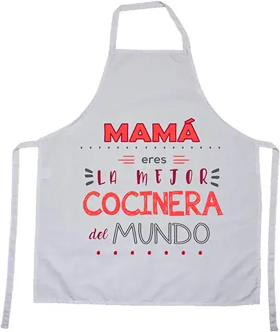 Kembilove Delantal Cocina Mujer – Regalos Personalizados – Delantal con Mensaje Mamá eres la Mejor Cocinera del Mundo – Que Regalar a tu Madre – Regalos Originales  