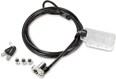 Kensington Kit 3-en-1 de Seguridad con Llave para Portátil, Dispositivo Antirrobo para Ordenadores, Sistema de Seguridad Oculto 5mm y Cable de Acero al Carbono de 1.8m - K62318WW  