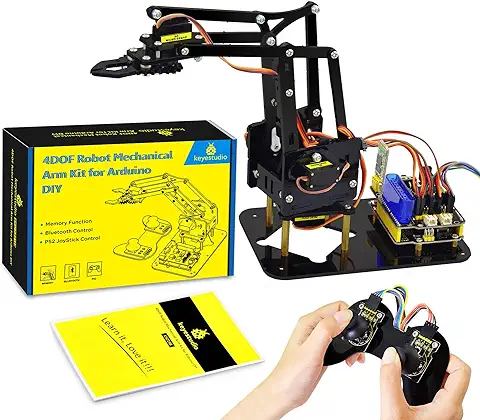 KEYESTUDIO Kit de Modelo de Robot DIY 4-DOF Robot Arm con Mango Kit de Brazo Robótico Programable de 4 Ejes Compatible con Arduino IDE  