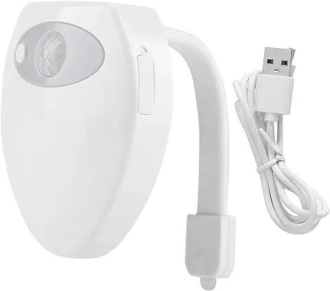 KIKYO Luz de Inodoro, Mini Lámpara de Inodoro con Sensor de Movimiento Carga USB con 8 Luces LED de Colores Adecuadas para Inodoros Domésticos  