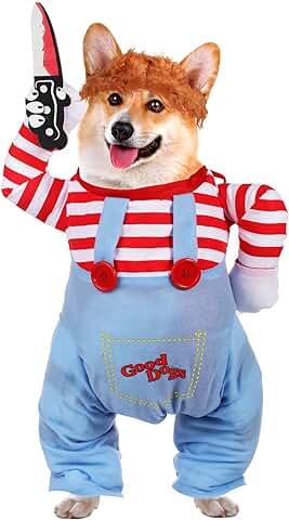 KINBOM Disfraz de Perro Halloween, Disfraz Perro Aterrador Linda Mascota Disfraz Perro Mortal Ropa Divertida Perros Disfraces Halloween para Cachorros para Fiesta de Halloween Disfraces de Cachorros  