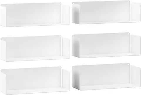 KION HOME | Juego de 6 Estantes Metálicos Flotantes de Pared | Longitud: 45 cm | Estantería Ideal para Organización de Libros y Cocina | Acero Lacado al Horno | Fabricado en España (White)  