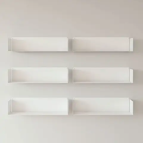 KION HOME | Juego de 6 Estantes Metálicos Flotantes de Pared | Longitud: 60 cm | Estantería Ideal para Organización de Libros y Cocina | Acero Lacado al Horno | Fabricado en España (White)  