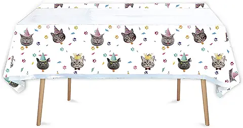 Kireida® Mantel para Gatos, Accesorios de Fiesta de Cumpleaños para Gatos, Decoración de Fiesta Temática de Gatos, Decoración de mesa de Fiesta de Cumpleaños de Gatitos son Perfectos para Gatos  