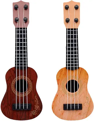 Kisangel Niños Ukelele Guitarra Juguete 2 Uds 4 Cuerdas Niño Ukelele Juguete Niños Guitarra Ukelele Instrumento Musical Educativo Juguete para Niños Pequeños Niños En Edad Preescolar  