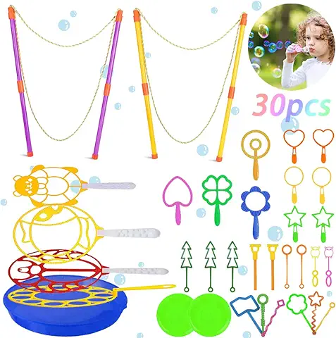 Kit Burbujas Gigantes para Niños,Varitas De Burbujas Grandes,30 PCS Juego De Burbujas para Niños,Burbujas De Jabon Niños Gigantes,Varitas Burbujas De Jabon Niños  