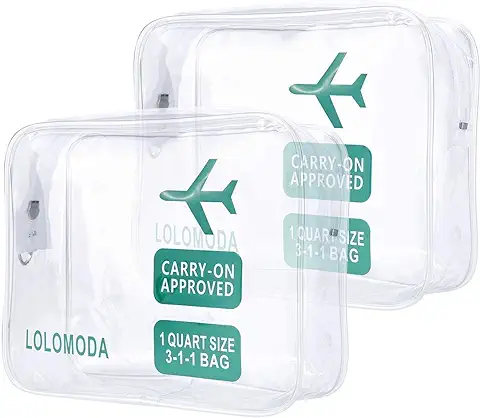 Kit de Aseo Transparente de 2 Piezas, Kit de Viaje para el Avión, Conjunto de Viaje en Equipaje de Mano, Bolsa de Cosméticos para Hombres y Mujeres TSA Bolsa de Transporte Conforme a la Norma  