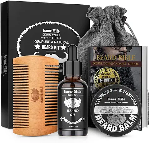 Kit De Barba Para Hombre Con Aceite De Barba, Peine De Barba, BáLsamo De Barba