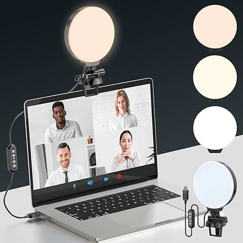 Kit de Iluminación para Video Conferencia, Anillo de Luz de Pantalla Completa con Clip para Ordenador Portátil, Círculo de Luces para Cámara Webcam de Ordenador para Videollamadas con Zoom  