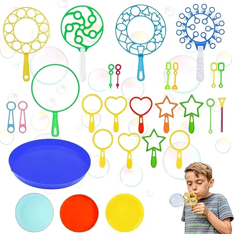 Kit de Pompas de Jabón, 28 Piezas Burbujas de Jabón Kit, Varita de Burbujas Coloridas para Niños, Varita de Burbujas Creativo, Varita de Burbujas Gigante para Niños, para Juegos al Aire Libre  