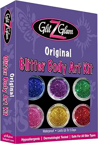 Kit Original de Tatuajes con Brillantina: Tatuajes Temporales para Niños y Adolescentes con 6 Brillantinas Grandes y Plantillas Reutilizables  