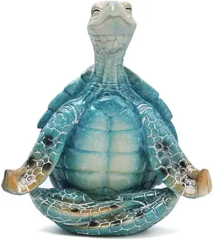 Kityemo Figuras de Yoga de Tortugas Marinas Color Azul Calmante para Meditación y Relajación Decoraciones de Resina Hechas a Mano para el Hogar, la Oficina y el Jardín Amantes de Las Tortugas  