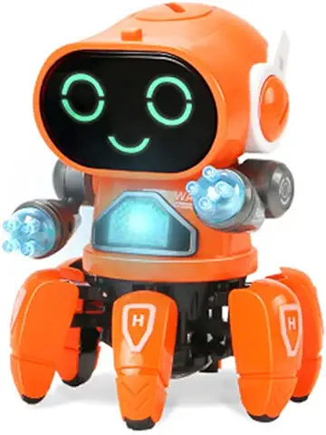 Klobvtt Robot de Baile, Luces Intermitentes Electrónicas para Caminar con Pilas y Robots Musicales para Niños, Juguetes Inteligentes para Niños, Rotación de 360 ​​°, Regalo para Niños y Niñas  