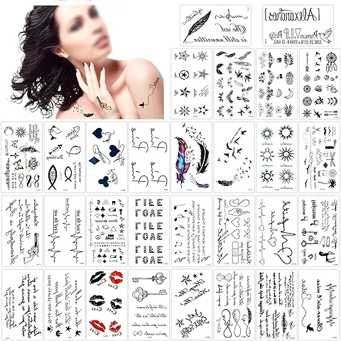 Konsait Tatuajes Temporales para Adultos Mujer Hombre Niños (30 Hojas), Impermeable Tatuaje Temporal Adhesivos Tatuajes de Cuerpo Temporales Brazo Cuello  