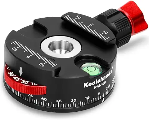 Koolehaoda Cabezal de Trípode Panorámico Compatible con Rótula de Trípode Totalmente Metálica de 360 ° con Rotor de Indexación para Placa de Liberación Rápida Arca Swiss  