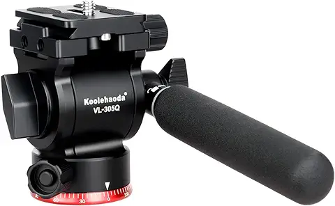 Koolehaoda Cabezal de Vídeo,VL305Q Cabezal de Trípode Pan Tilt Head con Placa Tipo Arca para Cámaras de Vídeo Compactas, Cámaras sin Espejo y DSLR, Carga Hasta 3 kg  