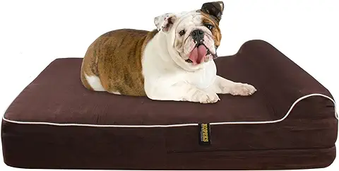 KOPEKS Cama Grande para Perros Mascotas Grandes con Memoria Viscoelástica Ortopédico 91 x 71 x 15 cm más la Almohada - L - Marrón (1EU Bed-Brown-New-Large-VC)  