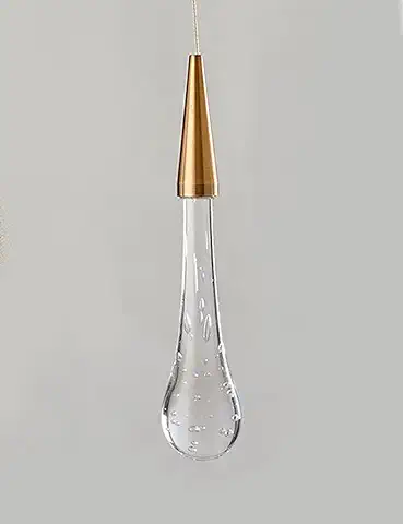 KRIPINC Lampara Colgante Cristal LED Gota de Lluvia, Lampara Techo Colgante Vidrio, Lampara Vintage, Lampara Colgante LED para Salon, Dormitorio, Escaleras (Estilo A, Base Redonda de 6cm de Diámetro)  