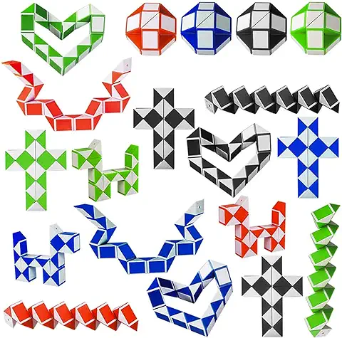 Kulannder 20 Pack de 24 Bloques Snake Cube, Mini Speed ​​Cubes, Snake Twist Puzzle para Llenadores de Bolsos para Fiestas, Favores de Fiesta, Color Aleatorio  