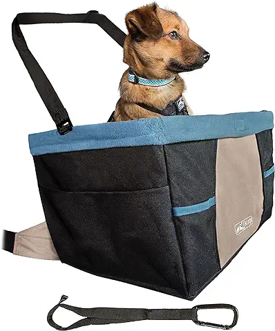 Kurgo Rover, Asiento de Coche para Perros, Asiento Elevador para Mascotas, Incluye Correa de Seguridad, Negro/Azul  