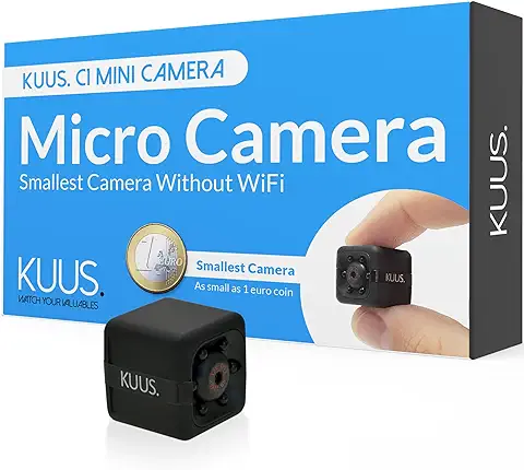 KUUS. C1 Mini Camara Espia 2,3 cm | Cámaras con Audio y Vídeo | Cámara Oculta con Tarjeta de Memoria 32GB | Micro Cámara Espía Sin WLAN Secreto Interior | Detección de Movimiento | Visión Nocturna  