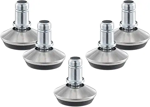 Kwmobile Patas Fijas para Silla de Oficina - Set 5x Tacos sin Ruedas para Sillas de Escritorio Gaming con base anti Arañazos - Perno Ø 10 mm - Plata  