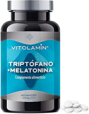 L-Triptófano+ Melatonina VITOLAMIN® 120 Comprimidos Vegetarianos | 300 mg de Triptófano puro para Relajarse, Dormir bien y Descansar Todos los Días | 0,95 mg de Melatonina Natural  