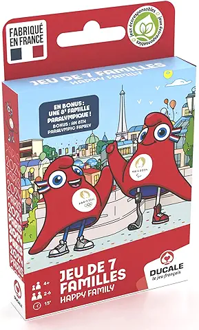 LA DUCALE – Juego de 7 Familias para Mascotas Juegos Olímpicos y Paralímpicos París 2024 – Juego de Cartas para Niños y Familias – a Partir de 4 Años – Fabricado en Francia  