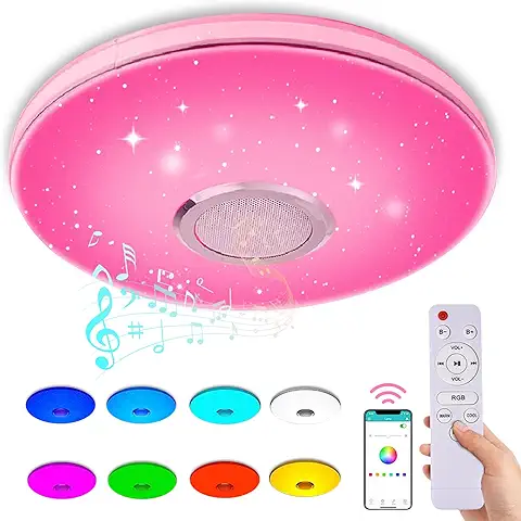 Lacyie Lámpara de Techo Led Regulable, 36W Bluetooth Luces Para Música Con Mando a Distancia,6500K Cool Blanco Calido Ajustable RGB Cambio de Colorlámpara Techo, Ideal Para Salón, Dormitorio Fiesta  