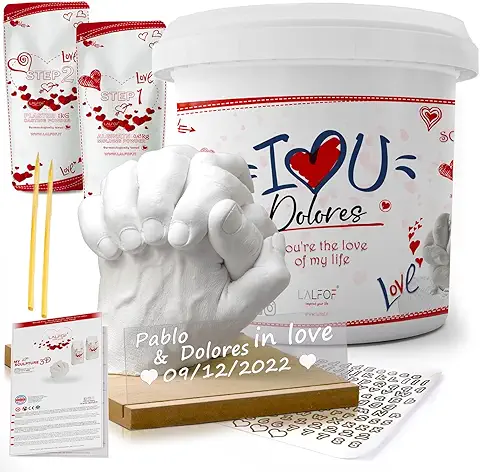 Lalfof Kit Alginato para Moldes 3D para Regalo Aniversario Pareja con Nombre. Regalos Navidad Originales. Kit Manualidades Adultos Originales para Parejas,Regalos Originales para Mujer, Regalo Hombre