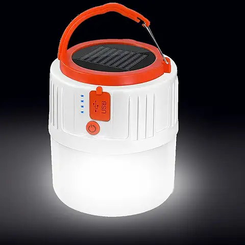 Lampara Camping Recargable - EAAERR 5 Modos de Lámparas de Acampada Solar Lámpara Estirable de Luz LED Exterior Plegable Impermeable para Vehículos, Cobertizos, Garajes, Emergencia, Excursión, Pesca  