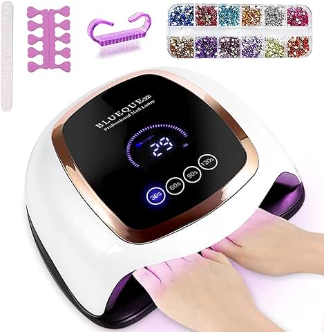 Lampara LED Uñas,168W Lámpara LED UV Uñas,Secador de Uñas,Lámpara de Uñas de gel con 42 Cuentas de Luz,4 Temporizadores para Manicura y Pedicura,Lámpara de Uñas LED  