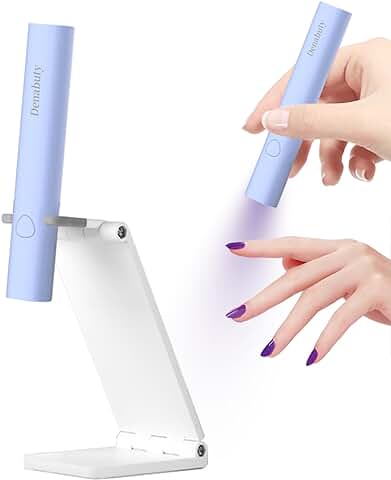 Lampara Uñas Semipermanentes, Denabuty Mini Lampara UV LED Uñas 3W, Secador de Uñas Portátil et Recargable con 2 Temporizador 20/60S, para Manicura, Resina de Extensión de Gel DIY Arte de Uñas Azul  