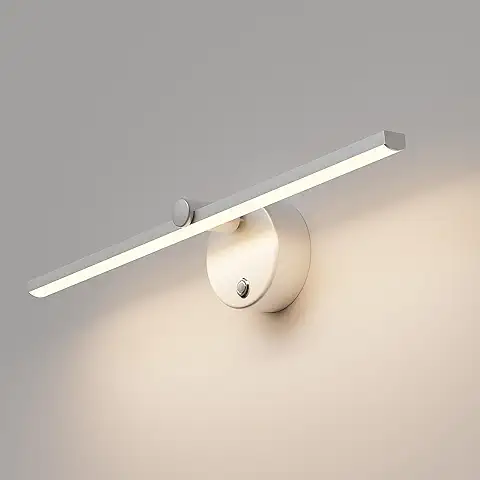 LANMOU 41cm Lámparas de Espejo de Baño LED con Interruptor, LED Regulable Aplique de Pared Interior Luces de Pared Giratorios de 300° Aplique Espejo Baño para Tocador Inodoro Armario,8W 4000K,Blanco  