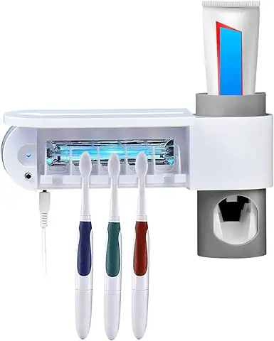 Lanyifang Portacepillos de Dientes UV Esterilizador de Cepillo de Dientes Automático con 5 Ports Dispensador de Pasta de Dientes Accesorios de Baño Tasa de Esterilización: 99,9%  