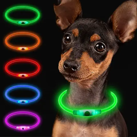 Larkumio Collar Luminoso Perro LED Recargable USB, Collar Perro Luz para Perros Grande Mediano Pequeño Longitud Ajustable, Reflectante Dog Collar Collares para Perros con 3 Modos, Verde  