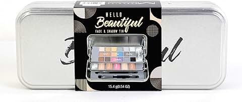 Lata de Maquillaje NEW Hello Beautiful - The Color Workshop - Un Kit de Maquillaje Profesional Completo en una Caja de Lata Metalizada y Fashion con 3 Pisos para Llevar Siempre Contigo  