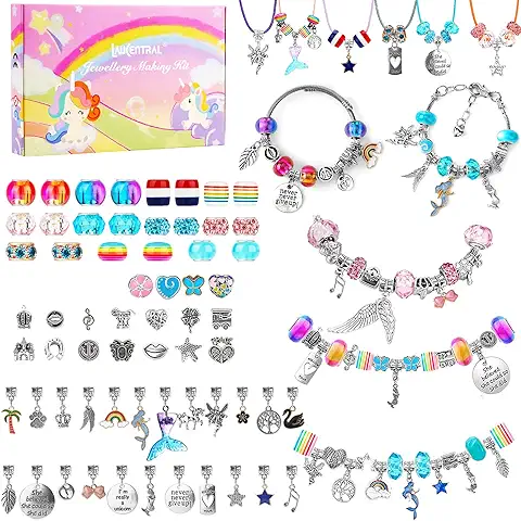 LauCentral Kit para Hacer Pulseras Niñas, Regalo Original Niñas, Kit Fabricación Joyas Niñas, Juego para Niña, Kits para Hacer Bisutería, Regalo Año Nuevo Cumpleaños Navidad para Niñas de 5-17 Años  