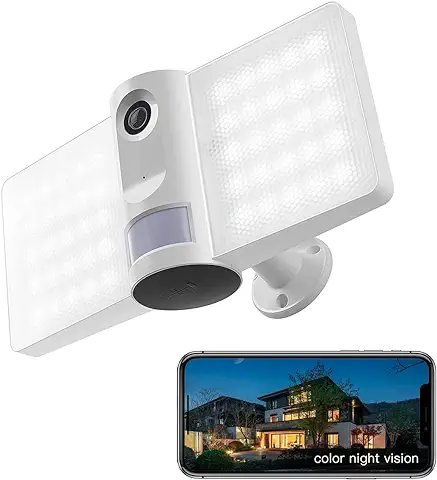 LAXIHUB Cámara de Seguridad con Reflector Inteligente, 2.4G Wi-Fi 1080p Full HD, Audio Bidireccional, Detección de Movimiento y Alarma de Sirena, Grabación de Audio y Video, Funciona con Alexa y Onvif  