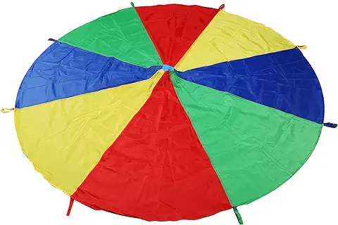 LEADSTAR 6FT Juego De Paracaídas de Color para Niños Arco Iris Juegos Actividades Deportivas Fiestas Ejercicios en Grupo Al Aire Libre (2m)  