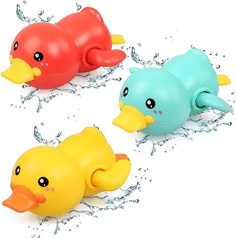 LEADSTAR Juguetes Baño Bebe, Juguetes Bañera para Bebe Niños Niñas de 1 2 3 4 Año, 3 Piezas Juguetes de Agua Plastico Piscina de Verano Baño, Baño Bebe Patos de Juguete a Cuerda Juguetes Piscina (B)  