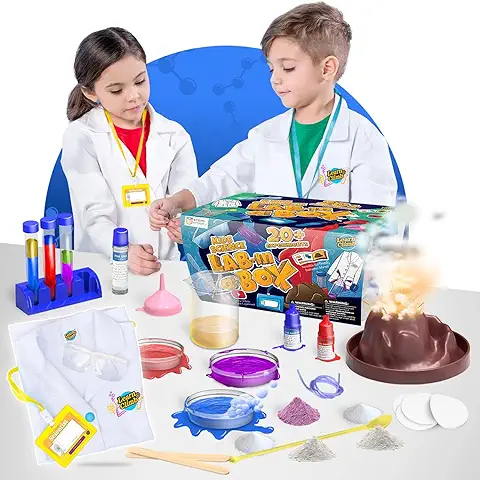 Learn & Climb Kit Científico para Niños con Bata de Laboratorio 20 Experimentos Científicos. A Partir de los 4 Años (Manual Claro en Ingles)  