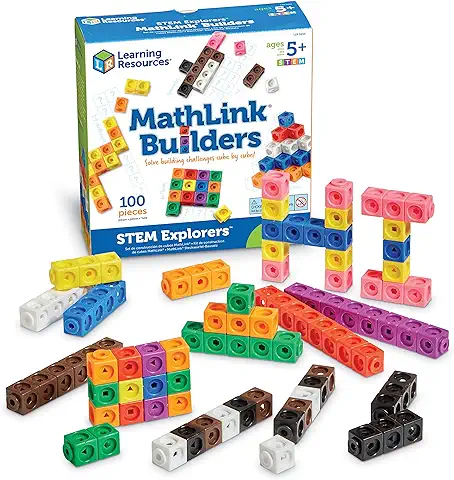 Learning Resources - Juego de Construcción Mathlink Builders, STEM Exploración, Policubos para Matemáticas Infantil, Resolución de Problemas, Pensamiento Crítico, 5 Años  