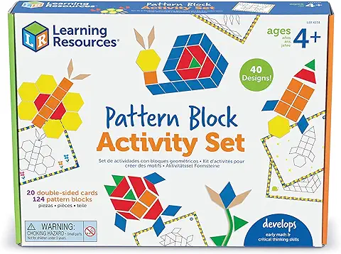 Learning Resources Set de Actividades con Bloques Geométricos Habilidades Motrices Finas, Aptitudes para el Razonamiento Crítico, 4+ Años  