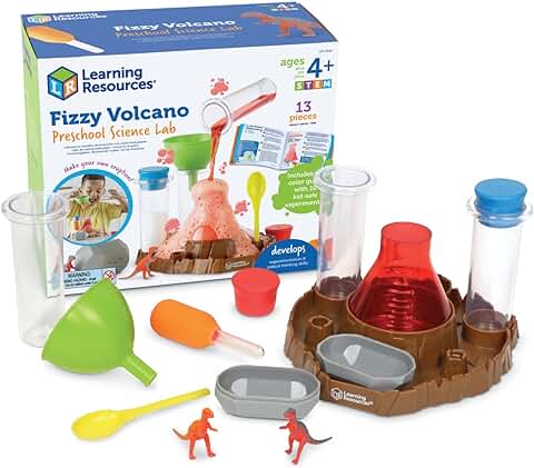 Learning Resources Set de Laboratorio Científico de Preescolar con Volcán Burbujeante, Experimentos para Provocar Reacciones Químicas Espumosas y Burbujeantes, Juguetes de Stem para Niños, 4+  