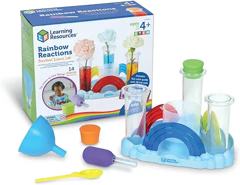 Learning Resources- Set de Laboratorio Científico de Preescolar para Provocar Reacciones Arcoíris, 4+ Años, Experimentos para Mezclar Colores, Juguetes de Stem para Niños, 14 Componentes (LER2894)  