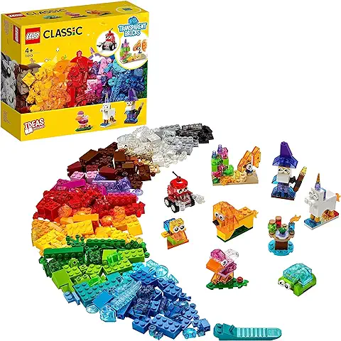 LEGO 11013 Classic Ladrillos Creativos Transparentes, Juego de Construcción para Hacer Figuras de Animales de Juguete o Vehículos, Idea de Regalo  