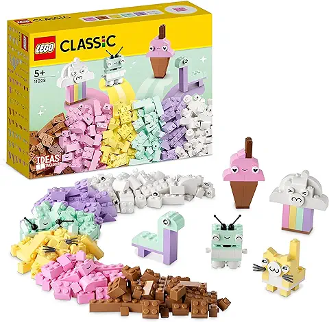 LEGO 11028 Classic Diversión Creativa: Pastel, Caja de Ladrillos de Construcción para Niños y Niñas de 5 Años, Helado, Gatito, Dinosaurio de Juguete y Más  